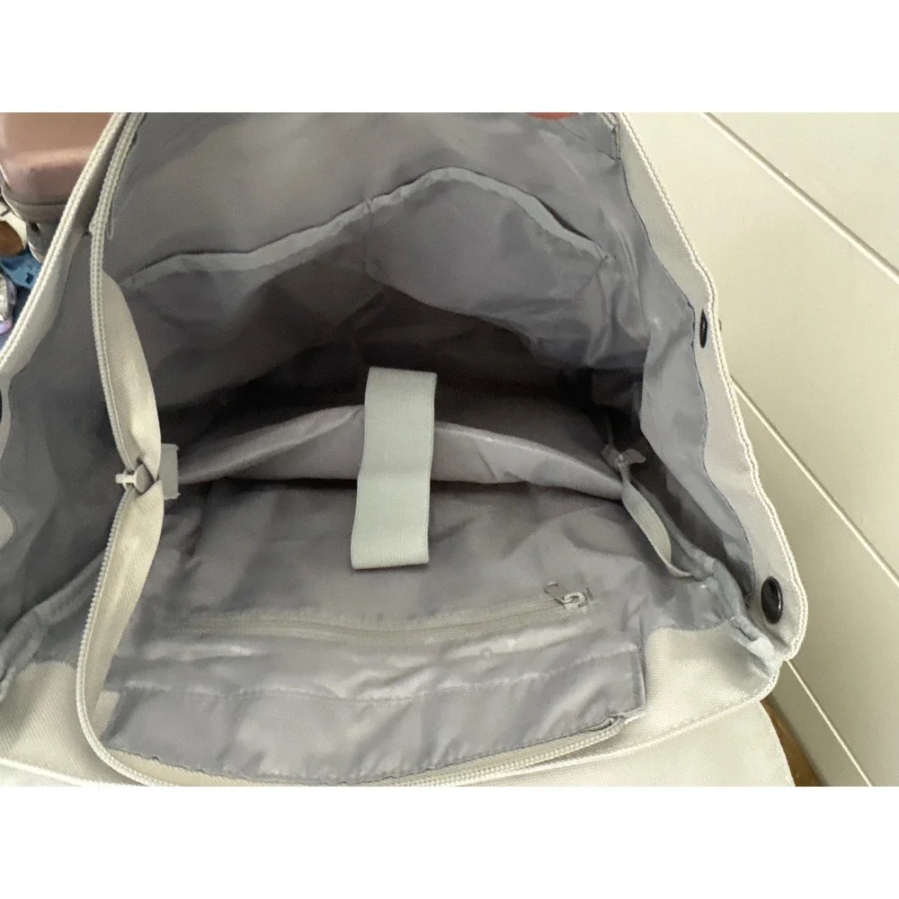 M.H.a Gray Canvas Laptop Backpack Minimalist Commuter Bag with Buckle Flap